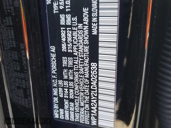 2020 Porsche Cayenne z VIN WP1AA2AY2LDA02538, wystawiony jako Copart lot #44202295 z przebiegiem 132 229 mil mil oraz Szkoda całkowita • Salvage title. Historia ofert i sprzedaży dostępna na DreamBid. Obrazek 13.