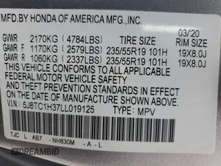 2020 Acura RDX with VIN 5J8TC1H37LL019125, listed as a Copart auction lot 51466915 with 108,248 mi miles and Clean title. Bid and sale history available at DreamBid. Image 13.