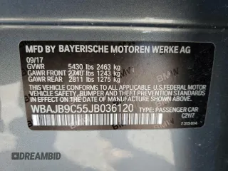 2018 BMW 5 Series M550i xDrive z VIN WBAJB9C55JB036120, wystawiony jako Copart lot #49134865 z przebiegiem Nie podano mil oraz Szkoda całkowita • Salvage title. Historia ofert i sprzedaży dostępna na DreamBid. Obrazek 12.