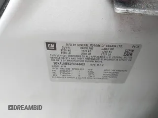 2015 GMC Terrain SLE with VIN 2GKALMEK2F6344463, listed as a IAAI auction lot 42235524 with 89,496 mi miles and . Bid and sale history available at DreamBid. Image 9.