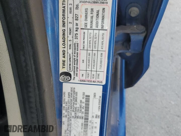 2011 Ford Fiesta S with VIN 3FADP4AJ3BM129819, listed as a Copart auction lot 59584035 with 115,378 mi miles and Clean title. Bid and sale history available at DreamBid. Image 12.