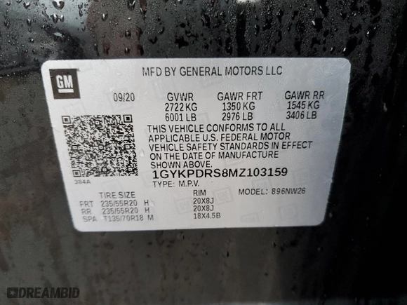 2021 Cadillac XT6 Premium Luxury with VIN 1GYKPDRS8MZ103159, listed as a Copart auction lot 73400792 with 54,365 mi miles. Bid and sale history available at carsss.com. Image 13.