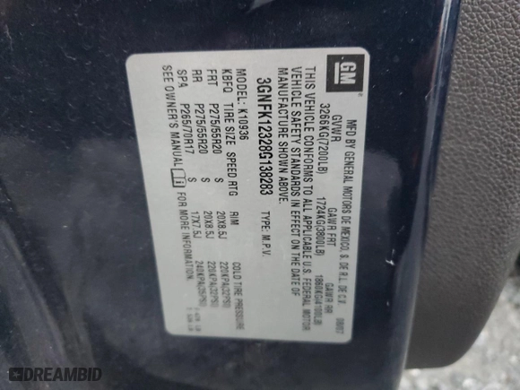 2008 Chevrolet Avalanche LS with VIN 3GNFK12328G138283, listed as a Copart auction lot 83543594 with 126,863 mi miles and Salvage Title. Bid and sale history available at carsss.com. Image 13.