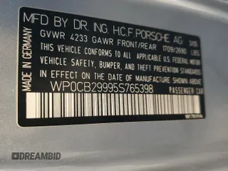 2005 Porsche 911 Carrera S z VIN WP0CB29995S765398, wystawiony jako Copart lot #42413555 z przebiegiem 32 993 mil mil oraz Szkoda całkowita • Salvage title. Historia ofert i sprzedaży dostępna na DreamBid. Obrazek 12.