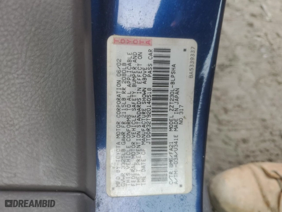 2002 Toyota Celica GT with VIN JTDDR32T920140518, listed as a Copart auction lot 43759465 with 166,627 mi miles and Salvage Title. Bid and sale history available at carsss.com. Image 12.
