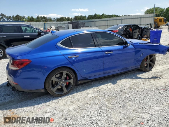 2020 Genesis G70 3.3T with VIN KMTG34LE7LU058061, listed as a Copart auction lot 57534815 with 76,885 mi miles and Salvage title. Bid and sale history available at DreamBid. Image 3.