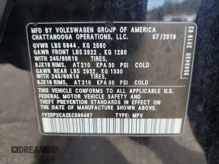 2019 Volkswagen Atlas SE with VIN 1V2DP2CA2KC590487, listed as a Copart auction lot 73370854 with 125,469 mi miles and Salvage title. Bid and sale history available at DreamBid. Image 15.