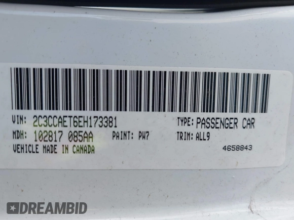 2014 Chrysler 300 with VIN 2C3CCAET6EH173381, listed as a IAAI auction lot 42158270 with 124,551 mi miles. Bid and sale history available at carsss.com. Image 9.