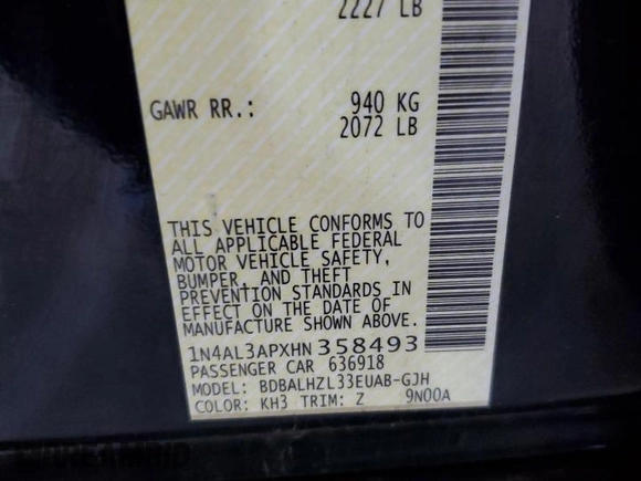 2017 Nissan Altima S z VIN 1N4AL3APXHN358493, wystawiony jako Copart lot #56191235 z przebiegiem 81 147 mil mil oraz Szkoda całkowita • Salvage title. Historia ofert i sprzedaży dostępna na DreamBid. Obrazek 12.
