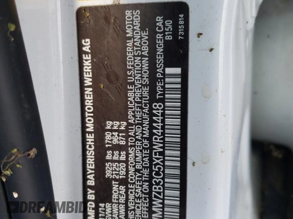 2015 MINI Countryman with VIN WMWZB3C5XFWR44448, listed as a Copart auction lot 44999055 with Not Provided miles and Salvage Title. Bid and sale history available at DreamBid. Image 14.