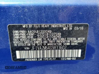 2016 Subaru WRX STI with VIN JF1VA2M64G9833602, listed as a Copart auction lot 68547164 with 102,919 mi miles and Salvage title. Bid and sale history available at DreamBid. Image 13.