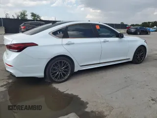 2018 Genesis G80 Sport z VIN KMHGN4JB7JU243284, wystawiony jako Copart lot #57919065 z przebiegiem 87 851 mil mil oraz Tytuł czysty. Historia ofert i sprzedaży dostępna na DreamBid. Obrazek 3.