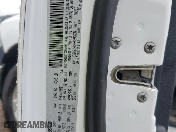 2017 Ram 1500 ST with VIN 1C6RR7FG0HS692634, listed as a Copart auction lot 55267935 with 108,408 mi miles and Salvage title. Bid and sale history available at DreamBid. Image 12.