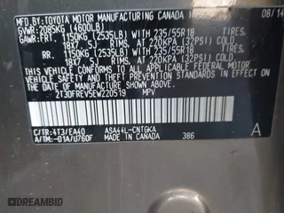 2014 Toyota RAV4 Limited with VIN 2T3DFREV5EW220519, listed as a IAAI auction lot 41808325 with 142,026 mi miles. Bid and sale history available at carsss.com. Image 9.