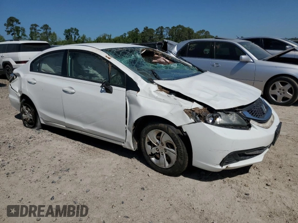 2013 Honda Civic LX with VIN 2HGFB2F51DH561099, listed as a Copart auction lot 51864645 with Not Provided miles and Non Repairable. Bid and sale history available at DreamBid. Image 4.