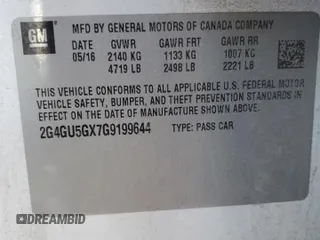 2016 Buick Regal GS with VIN 2G4GU5GX7G9199644, listed as a Copart auction lot 72998444 with 117,230 mi miles and Salvage Title. Bid and sale history available at carsss.com. Image 12.