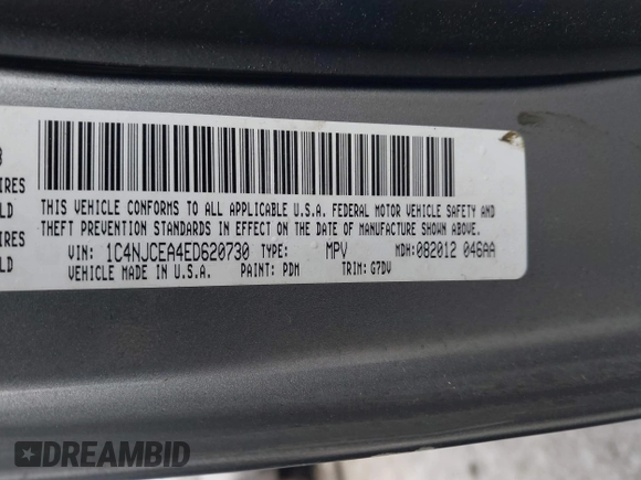 2014 Jeep Compass High Altitude with VIN 1C4NJCEA4ED620730, listed as a IAAI auction lot 41491027 with 73,784 mi miles. Bid and sale history available at carsss.com. Image 9.