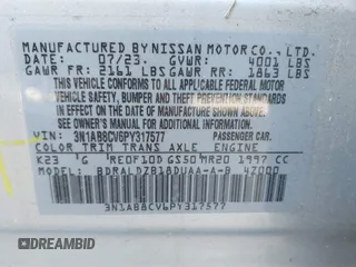 2023 Nissan Sentra SV with VIN 3N1AB8CV6PY317577, listed as a IAAI auction lot 42245535 with 9,243 mi miles and . Bid and sale history available at DreamBid. Image 9.