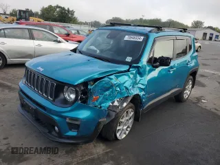 2022 Jeep Renegade Latitude z VIN ZACNJDB10NPN70675, wystawiony jako Copart lot #60787825 z przebiegiem 46 865 mil mil oraz Szkoda całkowita • Salvage title. Historia ofert i sprzedaży dostępna na DreamBid. Obrazek 1.