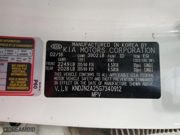 2016 Kia Soul with VIN KNDJN2A25G7340912, listed as a Copart auction lot 51993465 with 127,791 mi miles and Salvage Title. Bid and sale history available at carsss.com. Image 14.