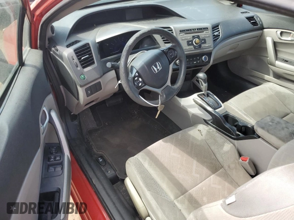 2012 Honda Civic Cpe LX with VIN 2HGFG3B56CH533844, listed as a Copart auction lot 66630824 with 143,246 mi miles and Salvage Title. Bid and sale history available at carsss.com. Image 8.