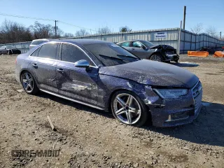 2018 Audi S4 Prestige z VIN WAUC4AF40JA003734, wystawiony jako Copart lot #46118075 z przebiegiem 79 496 mil mil oraz Szkody całkowita. Historia ofert i sprzedaży dostępna na DreamBid. Obrazek 4.