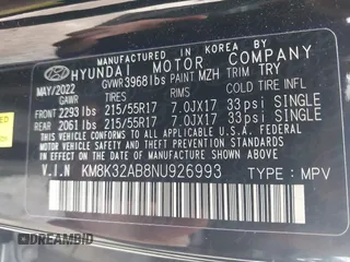 2022 Hyundai Kona SEL with VIN KM8K32AB8NU926993, listed as a IAAI auction lot 41705741 with 34,600 mi miles. Bid and sale history available at carsss.com. Image 9.