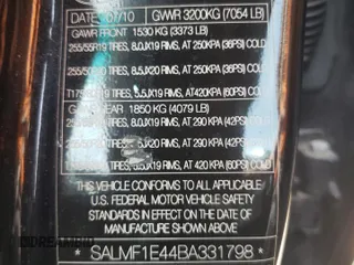 2011 Land Rover Range Rover SC with VIN SALMF1E44BA331798, listed as a Copart auction lot 55772805 with 136,560 mi miles and Salvage title. Bid and sale history available at DreamBid. Image 12.