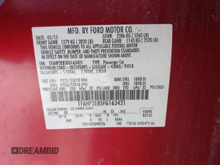2015 Ford Taurus SEL z VIN 1FAHP2E85FG163421, wystawiony jako IAAI lot #41320489 z przebiegiem 165 618 mil mil oraz . Historia ofert i sprzedaży dostępna na DreamBid. Obrazek 9.