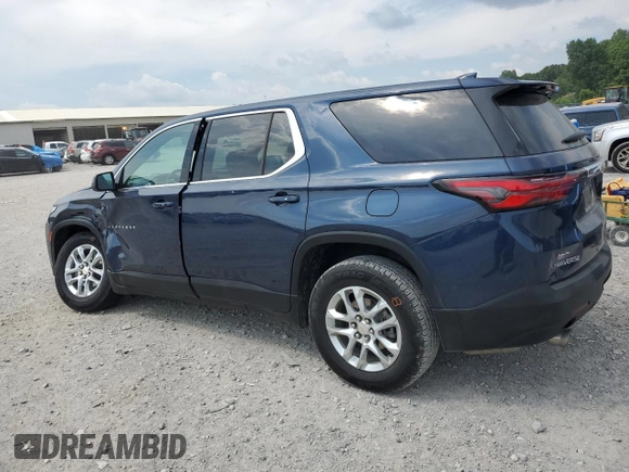 2023 Chevrolet Traverse LS z VIN 1GNERFKW8PJ112735, wystawiony jako Copart lot #60020405 z przebiegiem 72 912 mil mil oraz Szkoda całkowita • Salvage title. Historia ofert i sprzedaży dostępna na DreamBid. Obrazek 2.