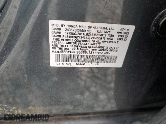 2016 Acura MDX Advance z VIN 5FRYD3H98GB016811, wystawiony jako Copart lot #83903964 z przebiegiem 206 828 mil mil oraz Szkoda całkowita • Salvage title. Historia ofert i sprzedaży dostępna na DreamBid. Obrazek 13.