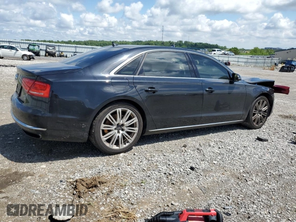 2014 Audi A8 4.0T with VIN WAUR2AFD0EN004347, listed as a Copart auction lot 56222025 with 108,517 mi miles and Salvage title. Bid and sale history available at DreamBid. Image 3.