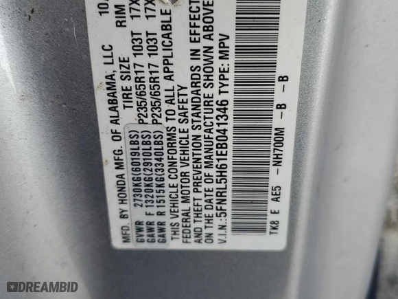 2014 Honda Odyssey EX-L with VIN 5FNRL5H61EB041346, listed as a Copart auction lot 80528614 with 111,625 mi miles and Clean Title. Bid and sale history available at carsss.com. Image 13.