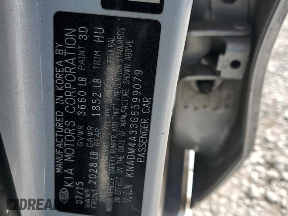 2016 Kia Rio LX with VIN KNADM4A33G6599079, listed as a Copart auction lot 67303434 with 127,840 mi miles and Salvage Title. Bid and sale history available at carsss.com. Image 12.