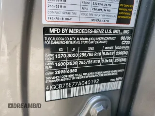 2007 Mercedes-Benz R 5.0L with VIN 4JGCB75E77A040192, listed as a Copart auction lot 77212684 with Not Provided miles and Salvage Title. Bid and sale history available at carsss.com. Image 13.