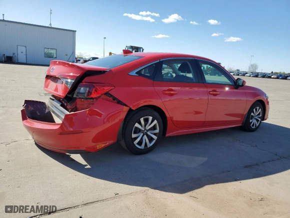 2023 Honda Civic Sedan LX with VIN 2HGFE2F25PH538412, listed as a Copart auction lot 51619505 with 19,752 mi miles and Salvage Title. Bid and sale history available at carsss.com. Image 3.