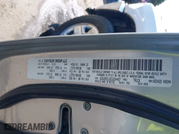 2014 Ram 2500 Tradesman с VIN 3C6UR5CL6EG224457, выставлен на аукционе IAAI как лот 42333288 с пробегом 77 359 миль миль и . История ставок и продаж доступна на DreamBid. Изображение 9.
