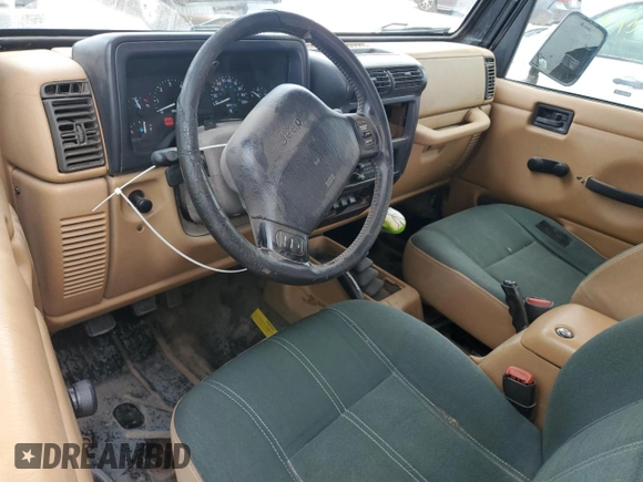 1998 Jeep Wrangler Sahara with VIN 1J4FY49S0WP749826, listed as a Copart auction lot 55174205 with 203,574 mi miles and Salvage title. Bid and sale history available at DreamBid. Image 8.