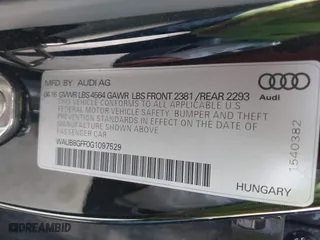2016 Audi A3 2.0T Premium with VIN WAUB8GFF0G1097529, listed as a IAAI auction lot 41712745 with 95,841 mi miles. Bid and sale history available at carsss.com. Image 9.