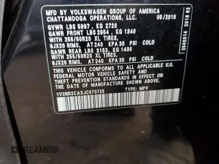 2018 Volkswagen Atlas SEL Premium z VIN 1V2NR2CAXJC573725, wystawiony jako Copart lot #81723714 z przebiegiem 97 157 mil mil oraz Szkoda całkowita • Salvage title. Historia ofert i sprzedaży dostępna na DreamBid. Obrazek 14.
