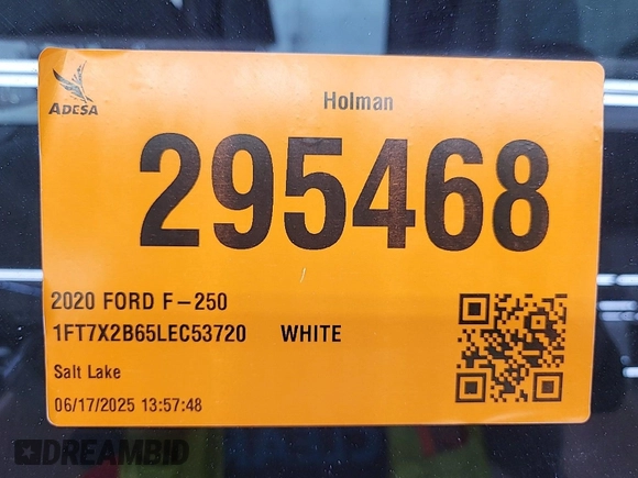 2020 Ford F-250 XL with VIN 1FT7X2B65LEC53720, listed as a IAAI auction lot 42836279 with 125,668 mi miles and . Bid and sale history available at DreamBid. Image 57.