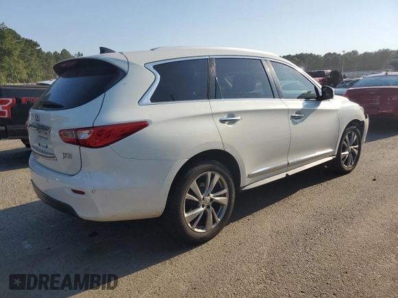 2013 Infiniti JX35 with VIN 5N1AL0MNXDC331105, listed as a Copart auction lot 75550724 with 186,860 mi miles and Salvage Title. Bid and sale history available at carsss.com. Image 3.