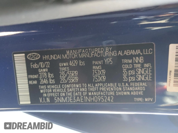 2022 Hyundai Tucson Limited with VIN 5NMJE3AE1NH095242, listed as a Copart auction lot 88007025 with 32,574 mi miles and Salvage Title. Bid and sale history available at carsss.com. Image 13.