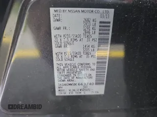 2013 Nissan Pathfinder SL with VIN 5N1AR2MN5DC663740, listed as a Copart auction lot 54801265 with 164,198 mi miles and Clean Title. Bid and sale history available at carsss.com. Image 10.