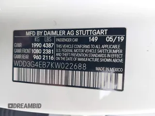 2019 Mercedes-Benz A 220 z VIN WDD3G4EB7KW022688, wystawiony jako IAAI lot #42023919 z przebiegiem 59 968 mil mil oraz . Historia ofert i sprzedaży dostępna na DreamBid. Obrazek 9.