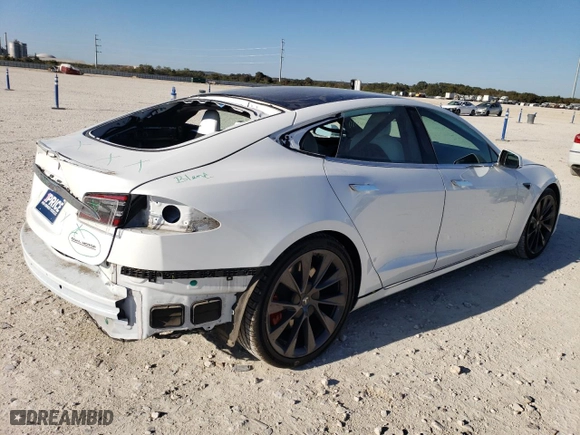 2020 Tesla Model S Performance with VIN 5YJSA1E48LF414592, listed as a Copart auction lot 80143234 with NaN miles and Salvage Title. Bid and sale history available at carsss.com. Image 3.