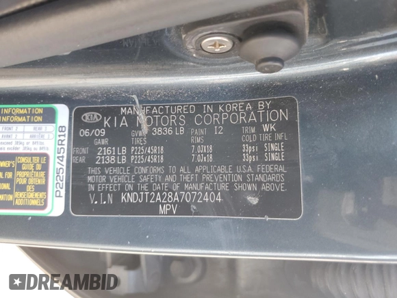 2010 Kia Soul + with VIN KNDJT2A28A7072404, listed as a Copart auction lot 54904955 with 262,964 mi miles and Salvage Title. Bid and sale history available at DreamBid. Image 12.