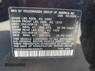 2024 Volkswagen Atlas Peak Edition SE with VIN 1V2CR2CA0RC556421, listed as a Copart auction lot 49862585 with 627 mi miles and Salvage title. Bid and sale history available at DreamBid. Image 13.