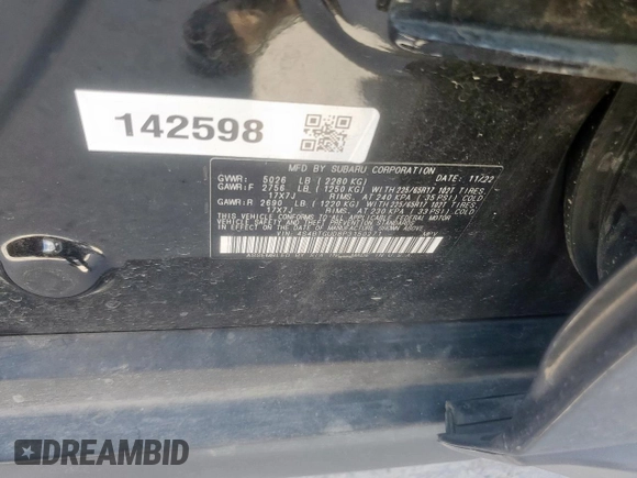 2023 Subaru Outback Wilderness с VIN 4S4BTGUD8P3150271, выставлен на аукционе Copart как лот 50615595 с пробегом Не указан миль и На запчасти • Non repairable. История ставок и продаж доступна на DreamBid. Изображение 13.