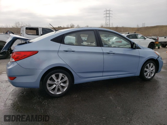 2012 Hyundai Accent GLS with VIN KMHCU4AE7CU138100, listed as a Copart auction lot 50828095 with 60,177 mi miles and Salvage Title. Bid and sale history available at carsss.com. Image 3.